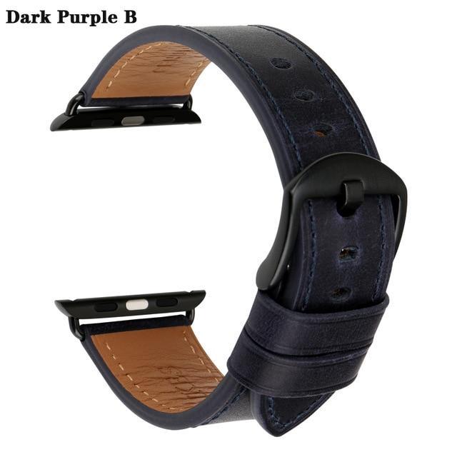 Apple Dark Purple B / For Apple Watch 44mm Special Ivory Leather Strap For Apple Watch Band 44mm 40mm / 42mm 38mm Series 4 3 2 1 iWatch Watchbands Apple Watch Strap