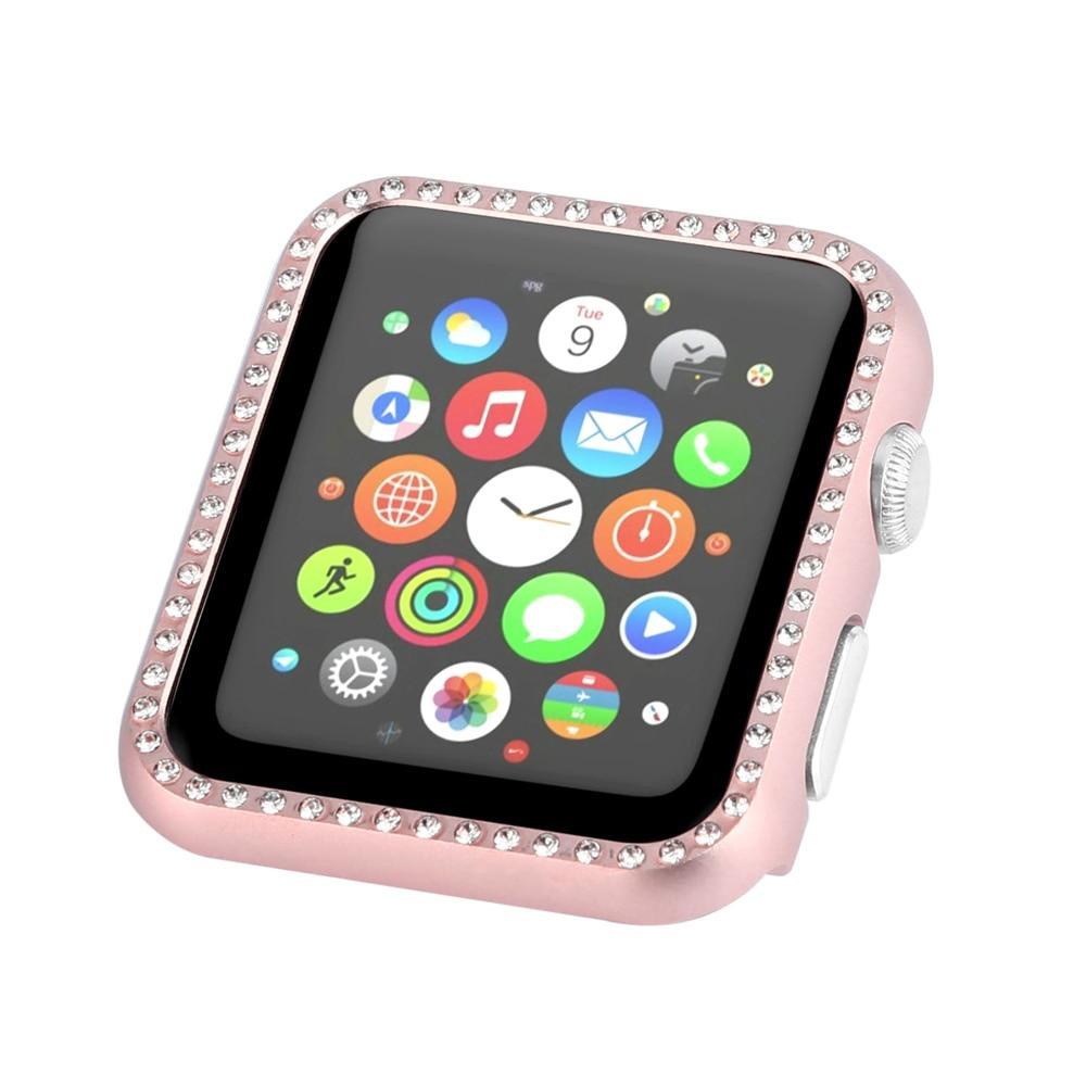Apple Diamond case For Apple watch band 42mm/44mm strap iwatch 4/3/2 40mm/38mm Aluminum alloy Crystal protective cover bezel shell - USA Fast Shipping