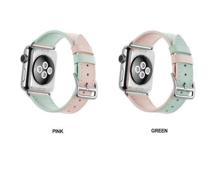 Apple Double color Leather bracelet strap for apple watch band 42mm 38mm 4 44mm 40mm  watchband for iwatch belt 5 4 3 2 1 US fast shipping