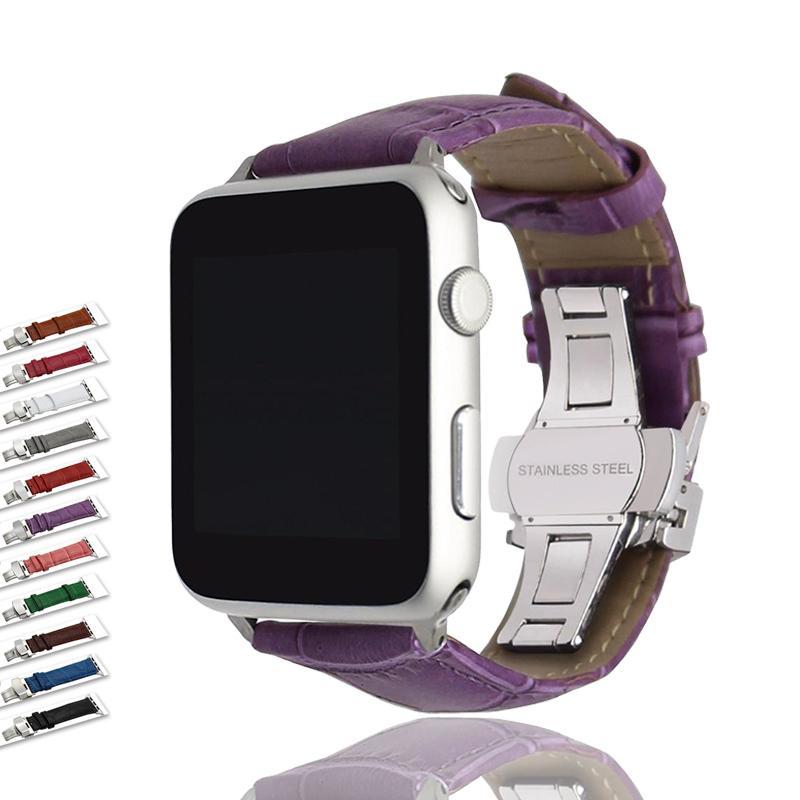 Faux Leather Watchband iWatch Series 7 6 5 Butterfly Buckle Bracelet