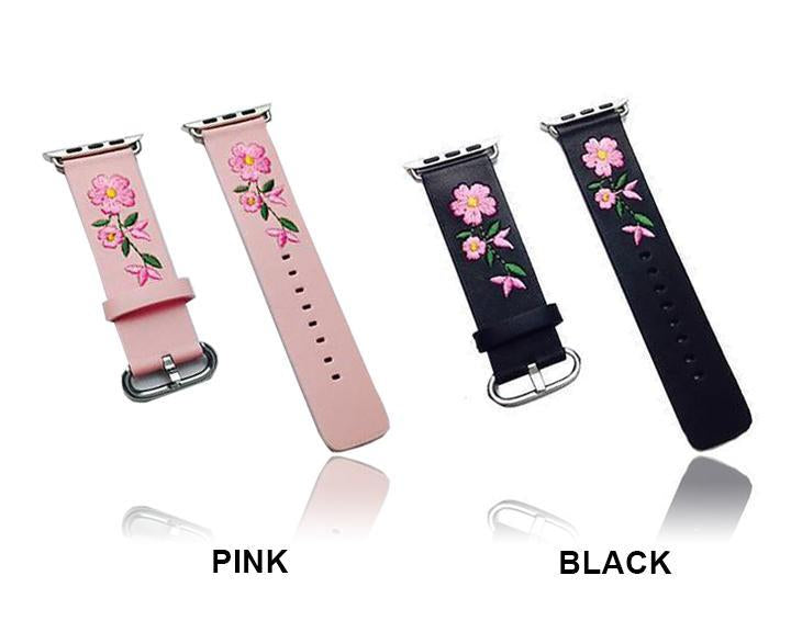 Luxury Apple Watch Band Flower Leather Watchs Strap Wristband For