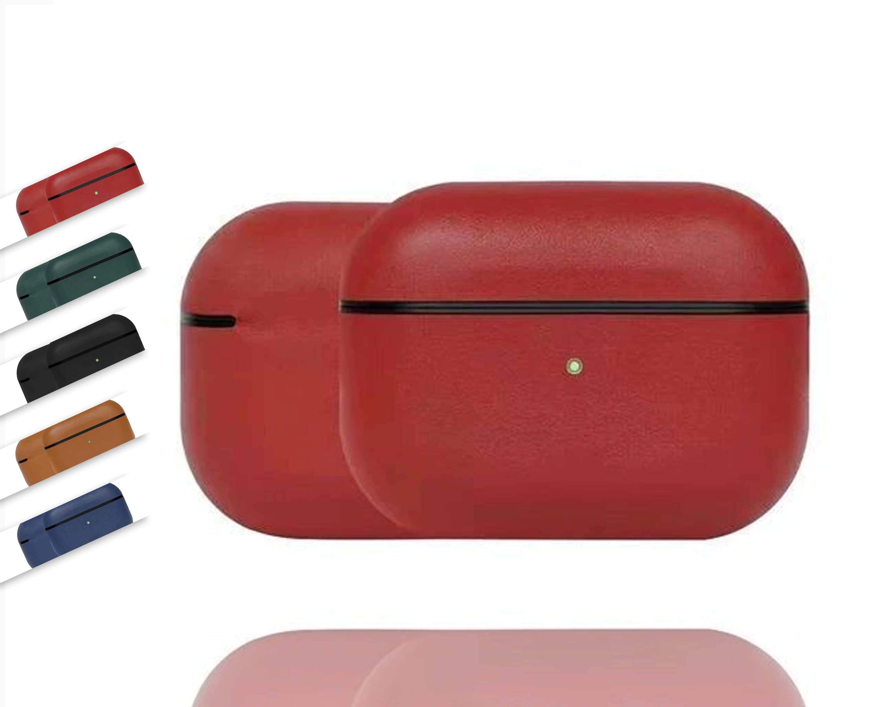 AirPods Pro Leather Case- Grain Red - The Personal Print
