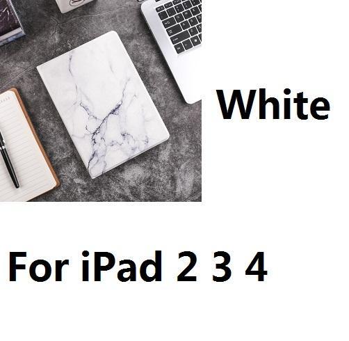 Apple For iPad 234 W Hard Marble Pattern PC Material Support Protective Cover Case For iPad Air 1 2 Mini 1234 iPad 234 iPad 2017 2018 9.7inch