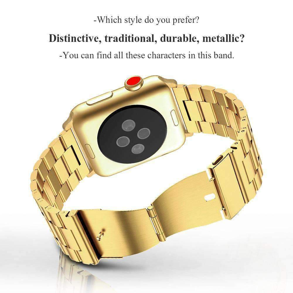 Apple Gold / 38mm / 40mm Apple Watch Series 5 4 3 2 Band, Matte flat link sport strand Stainless Steel Strap 44mm, 40mm, 42mm, 38mm Metal Links Bracelet Smart Watch