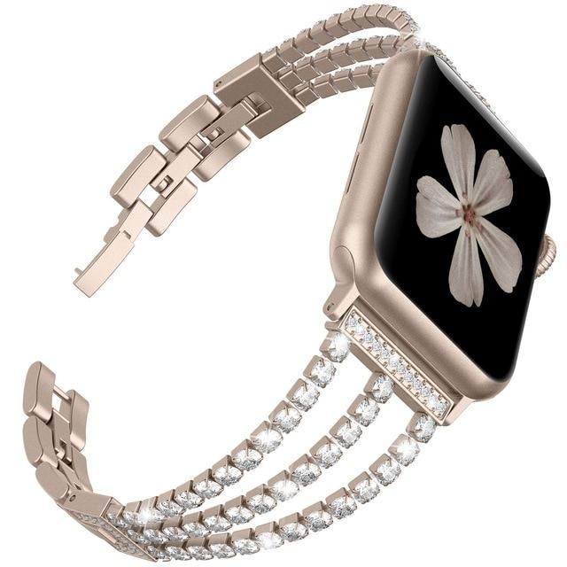 Apple gold / 38mm Apple Watch Series 5 4 3 2 Band, New Women Diamond Watch Stainless Steel strap Sport Bracelet 38mm, 40mm, 42mm, 44mm