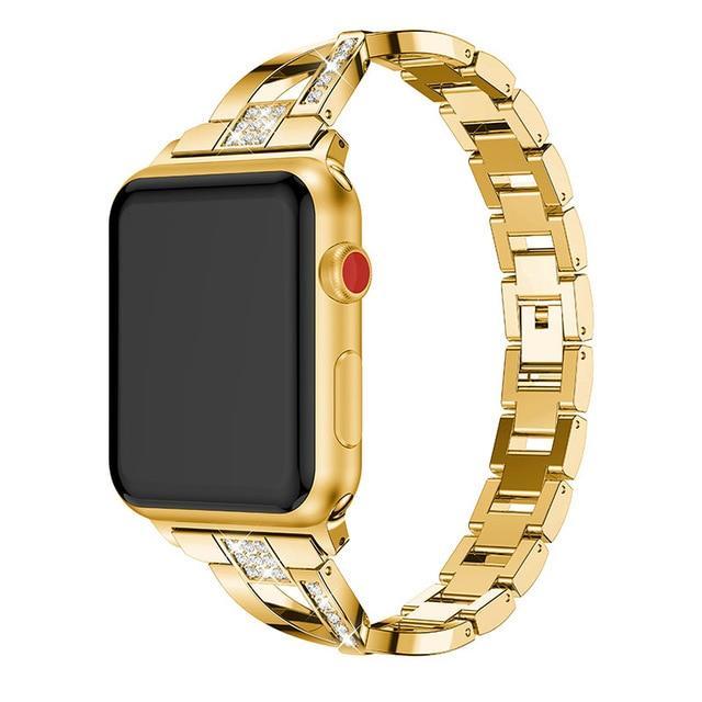 Apple Gold / 38mm or 40mm For Apple Watch band 40mm 44mm 38mm 42mm women Diamond Band for iWatch series 4 3 2 1  bracelet stainless steel strap Wristband