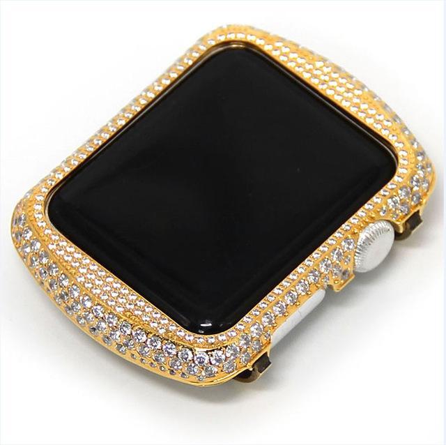 Apple Gold / 42mm Luxury Jewelry Class Case For Apple Watch Protector Case Crystal Diamonds Frame Watch Cover For Apple iWatch Series 1 2 3 Shell