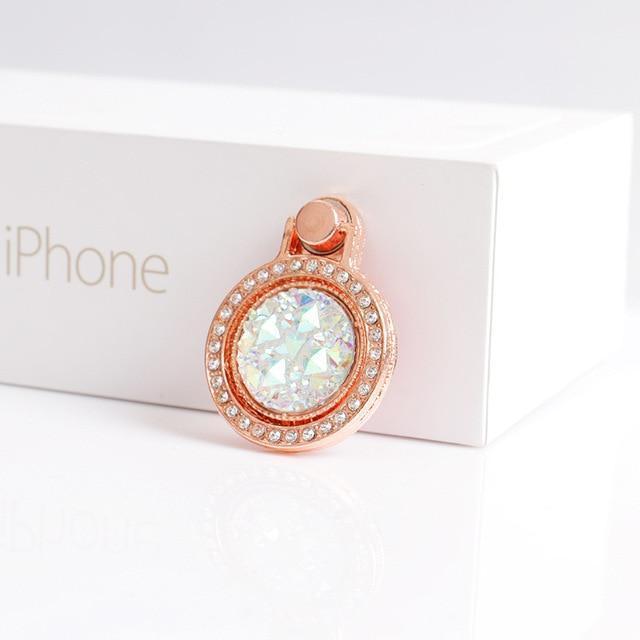 Apple Gold Luxury 360 Degree Finger Ring Diamond Floral Smartphone Holder for Mount Stand for iPhone 8 Plus 6s