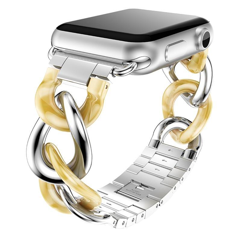Apple Gold Stainless Steel Denim Chain Women/Men Watch Bands For Apple Watch 4 38 40 42 44mm wrist Bracelet belt for iwatch 1 2 3 4