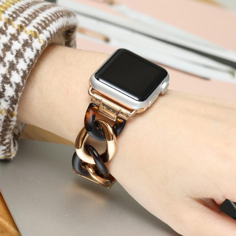 Apple Gold Stainless Steel Denim Chain Women/Men Watch Bands For Apple Watch 4 38 40 42 44mm wrist Bracelet belt for iwatch 1 2 3 4