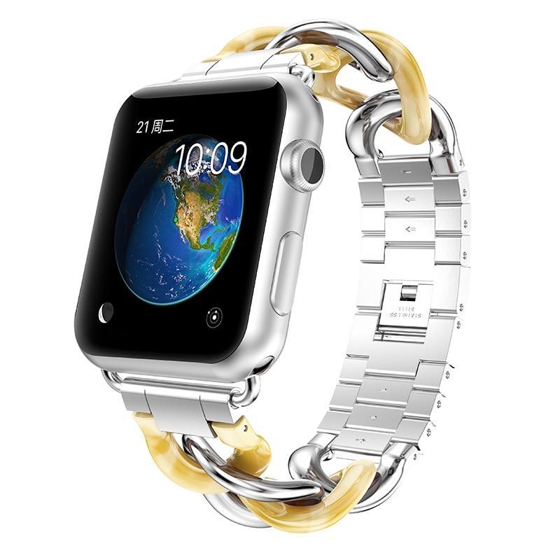 Kolgios 42/44/45mm Gold Cool Chain Women Metal Smartwatch Band Compatible  for Apple Watch Series 7/6/5/se/4/3/2/1 Man Adjustable Bracelet for Iwatch 7 /6/5 Gifts for Her/Him in Saudi Arabia