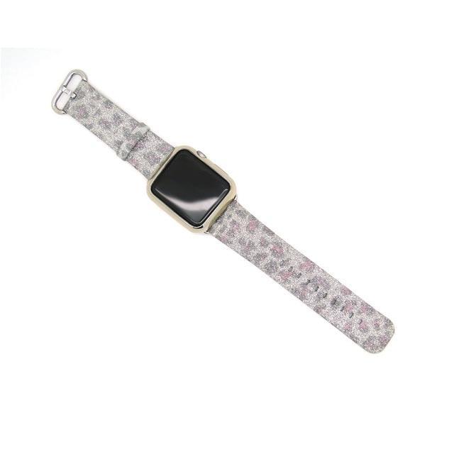 Apple Gray / 38mm/40mm Leopard Rainbow Bling Glitter Leather Band for Apple Watch Series 1 2 3 Strap 42mm 38mm Bracelet for iWatch Wristband