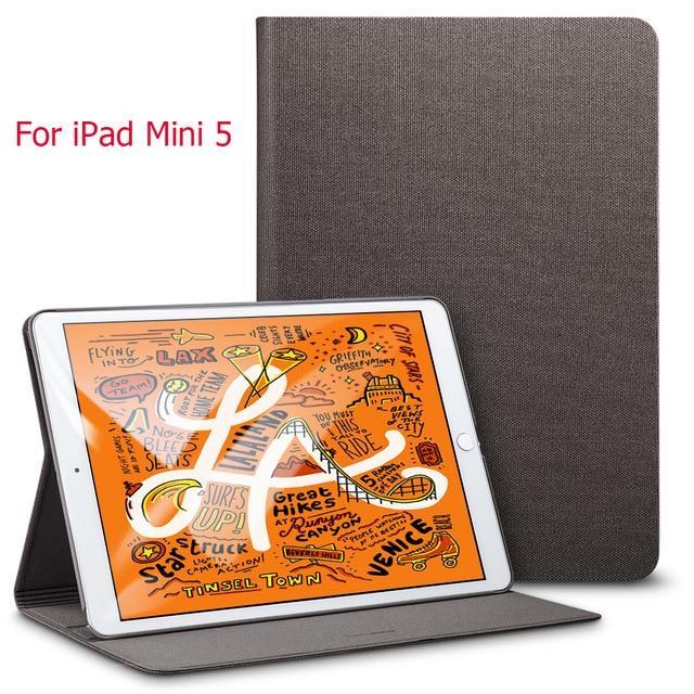 Apple Gray ink-Mini 5 Case for iPad Mini 5 2019 mini 4 3 2 1 Case Oxford Cloth Back Trifold Stand Auto Sleep/Wake up Smart Cover for iPad Mini 5