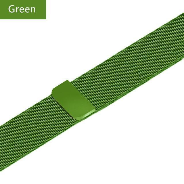 Apple Green / 38mm / 40mm Apple Watch Series 6 5 4 Band, Steel Magnetic Milanese Loop Watchbands