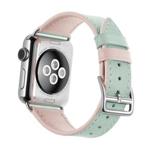 Apple green / 38mm/40mm Faux Leather bracelet strap for apple watch band 42mm 38mm 4 44mm 40mm double colors correa watchband for iwatch belt 3/2/1 US fast shipping