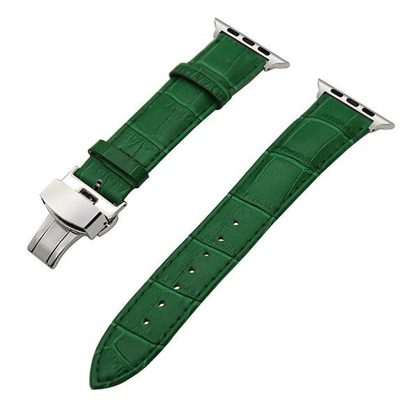 Apple Green / 38mm Faux Leather Watchband for 38mm 40mm 42mm 44mm iWatch Apple Watch Series 4 3 2 1 Band Butterfly Buckle Strap Bracelet
