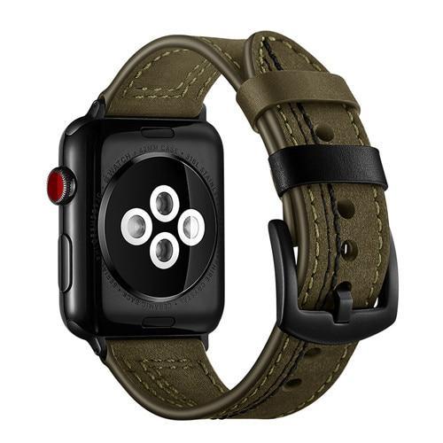 Apple Green / 40mm Leather strap for apple watch 4 band 44mm 42mm iwatch 3 band 38mm/40mm bracelet Genuine Leather watchband belt accessories, USA Fast Shipping
