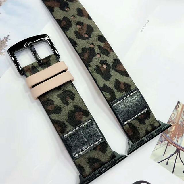 Apple Green / for 38mm Luxury Leopard Print Leather Watch Strap for Apple Watch Series 4 3 2 1 Band Men/Women Bracelet 38mm 42mm 40mm 44mm