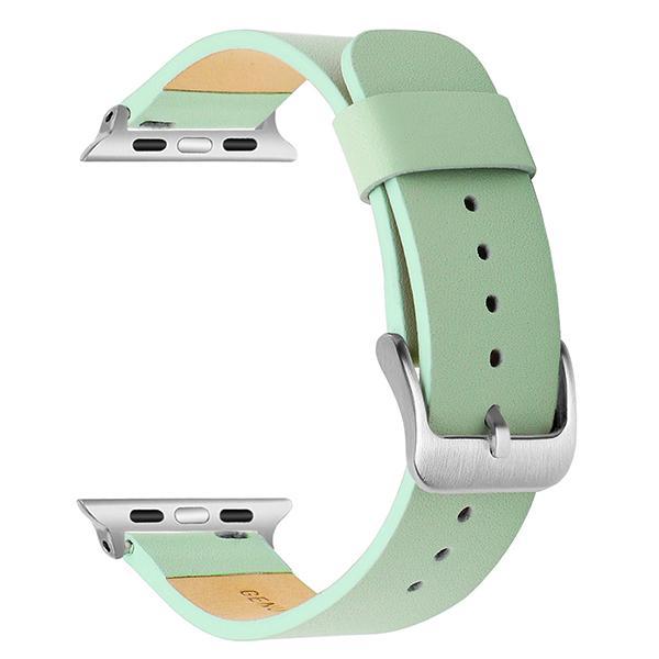 Apple Green S / 38mm Apple Watch Series 5 4 3 2 Band, Simple Minimalist Genuine Leather Watchband Steel Clasp Strap Bracelet 38mm, 40mm, 42mm, 44mm