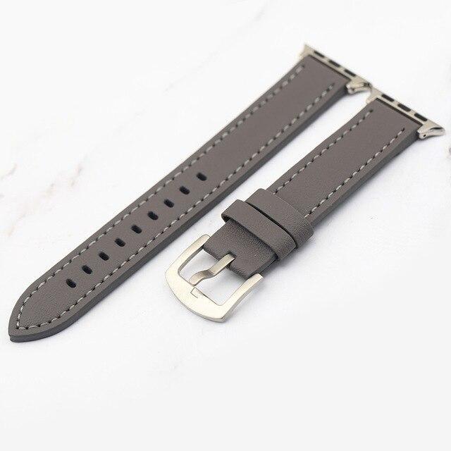 Apple Grey / 38mm Plus Strap Cowhide Faux leather Retro Design Watch Strap 38 42mm Replacement For Apple Watch 135*80mm Lengthen Watchband