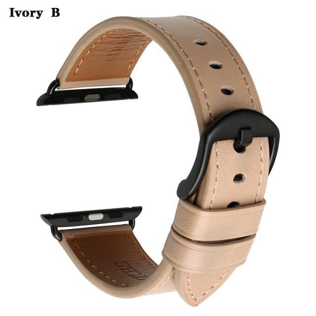 Apple Ivory B / For Apple Watch 44mm Special Ivory Leather Strap For Apple Watch Band 44mm 40mm / 42mm 38mm Series 4 3 2 1 iWatch Watchbands Apple Watch Strap