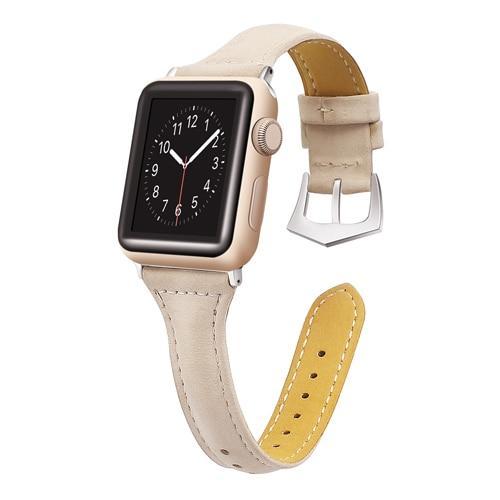 Apple Khaki / 38mm / 40mm Apple Watch Series 5 4 3 2 Band, Cow Leather Pulseira Strap iWatch Correa bracelet Belt Watchband 38mm, 40mm, 42mm, 44mm US Fast Shipping