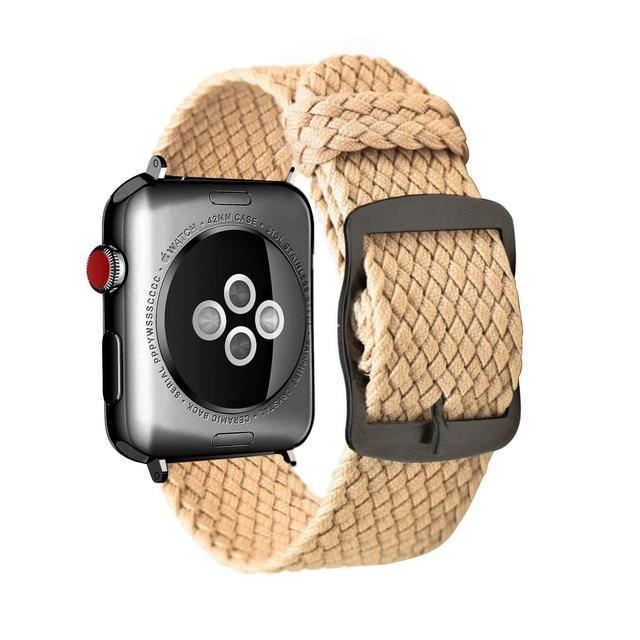 Apple Khaki black / 44mm Apple Watch Series 5 4 3 2 Band, Soft Breathable Nylon Polyester Watch, Sport Bracelet Strap for iWatch 38mm, 40mm, 42mm, 44mm