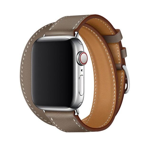 Leather Strap For Apple Watchband Double Bracelet For Series 7 6 5 4 3