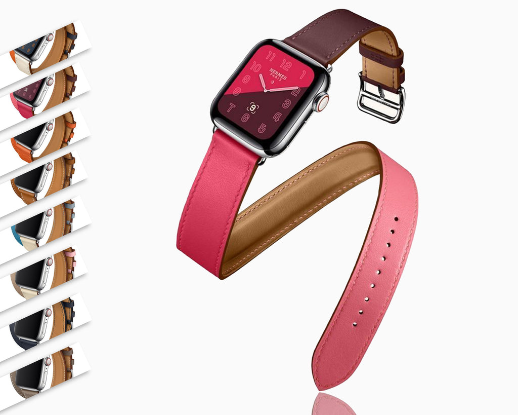 Leather Strap For Apple Watchband Double Bracelet For Series 7 6 5 4 3