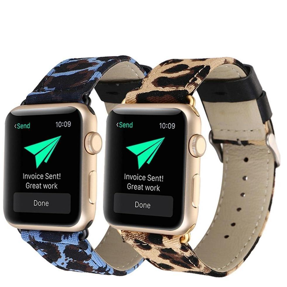 Apple Leopard Printed Leather Watchband Strap Band for Apple Watch 38mm 42mm Series 1 /2 Wrist Band Bracelet