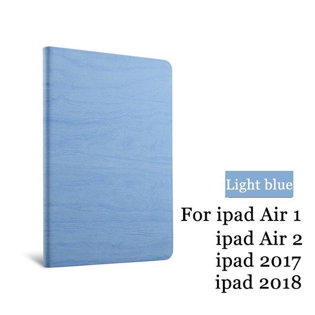 Apple Light Blue For iPad Air 2 Air 1 Case New iPad 2017 2018 9.7 inch Simplicity PU Leather Smart Cover Folio Case Auto Wake Cover Case