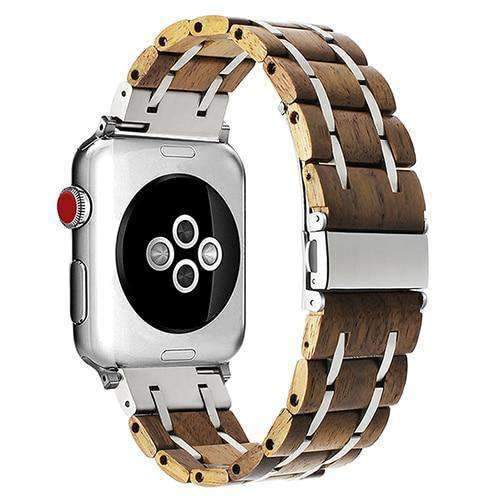 Apple Light Brown / 38mm Apple Watch band wood, Stainless Steel mix Watchband for iWatch  38mm 40mm 42mm 44mm Fits Series 1 2 3 4