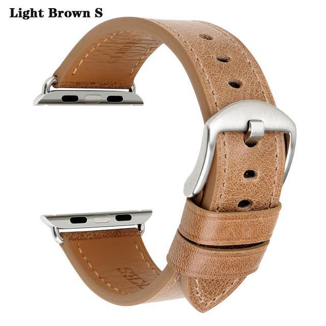 Apple Light Brown S / For Apple Watch 44mm Special Ivory Leather Strap For Apple Watch Band 44mm 40mm / 42mm 38mm Series 4 3 2 1 iWatch Watchbands Apple Watch Strap