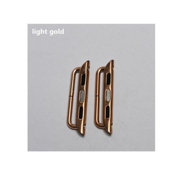 Apple light gold / 38mm connector Apple Watch Band Adapter connector lugs 2PCS connector fits 38mm, 42mm, series 4 3 2, replacement Metal Stainless Steel Iwatch with tool