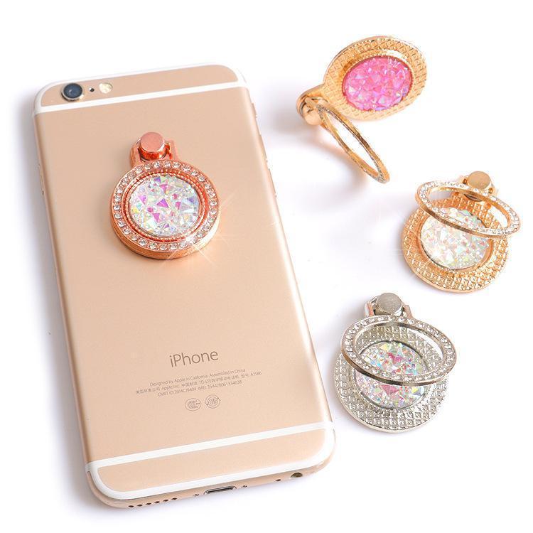 Apple Luxury 360 Degree Finger Ring Diamond Floral Smartphone Holder for Mount Stand for iPhone 8 Plus 6s