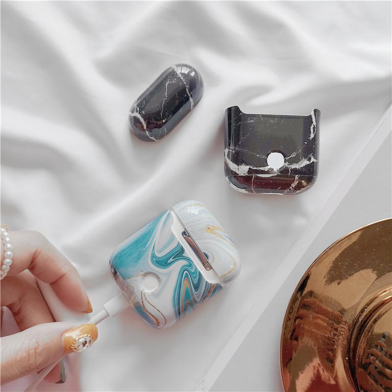 Apple Luxury agate Marble hard case for Apple Airpods case protective cover Bluetooth Wireless Earphone Case Charging Box case bags