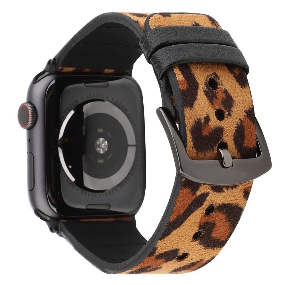 Correa con estampado de leopardo para mujer, pulsera de acero inoxidable  para iWatch 38 42 41mm, Apple Watch Series 8 Ultra SE 7 6 5 40 44 45mm