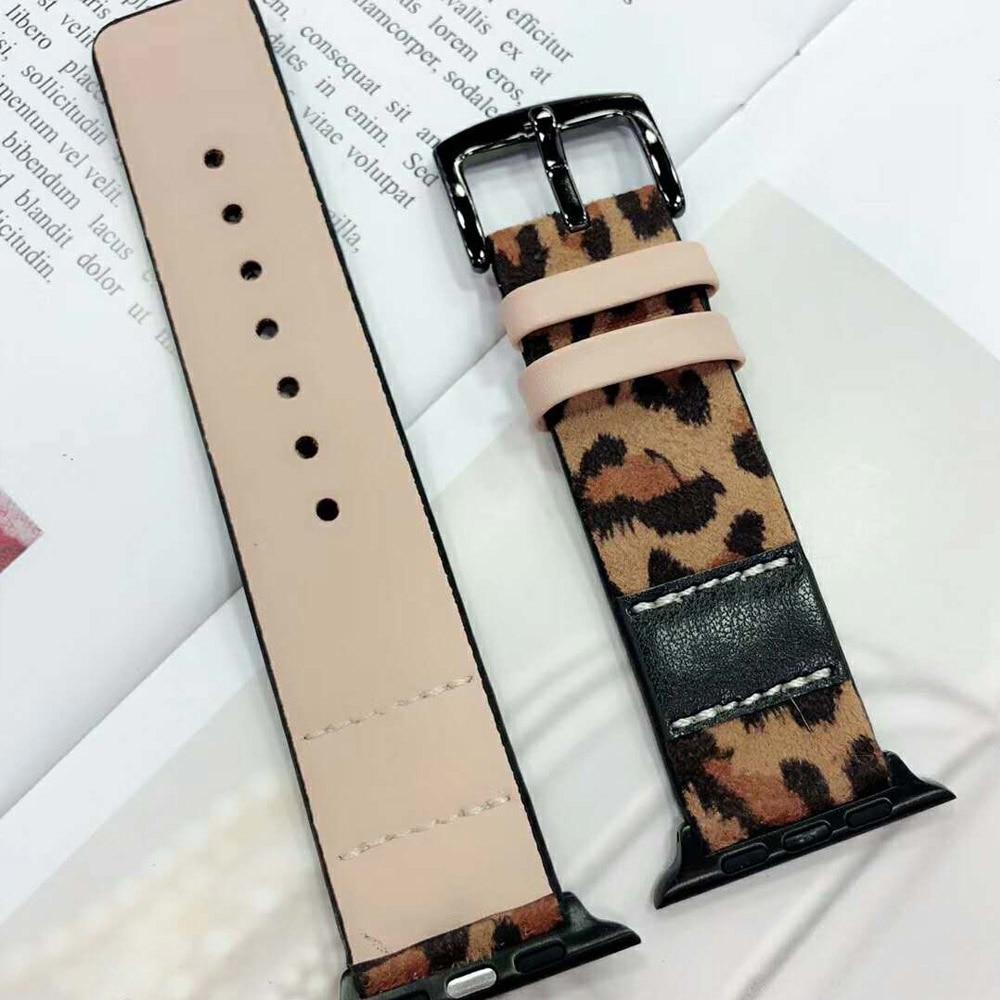 Women's Bracelet Leopard Print Apple Watch Strap Leather Band 38mm 40mm  41mm 42mm 44mm 45mm Dressy Iwatch Bracelet Business Casual Wear Band -   Hong Kong