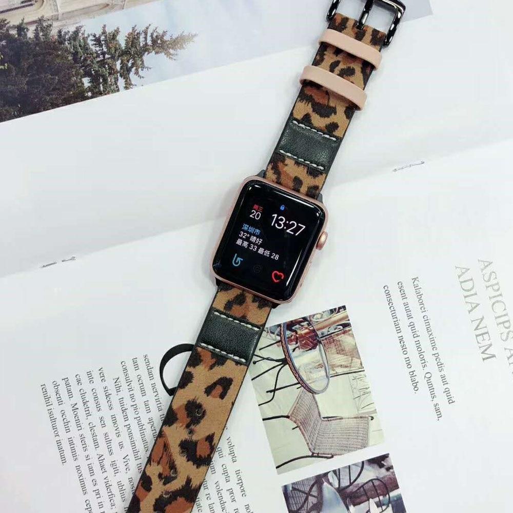Fancy Bands Stretchable Elastic Leopard Print Band for Apple Watch Two Colors Available 42mm/44mm/45mm/49mm / Brown