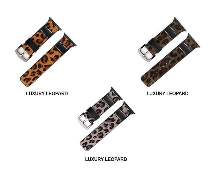 Luxury Leopard Print Leather Watch Strap for Apple Watch 7 6 watchband
