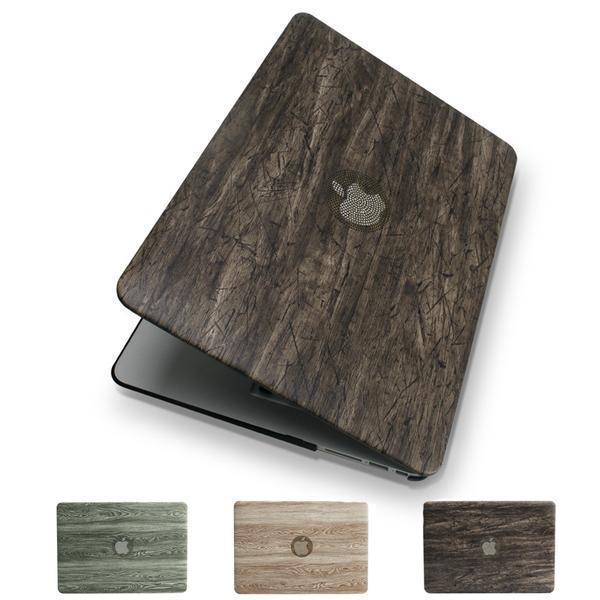 Apple New Classical wood grain PU leather top + Hard plastic Laptop Case for MacBook Air Pro Retina 11 12 13 15 inch Touch Bar