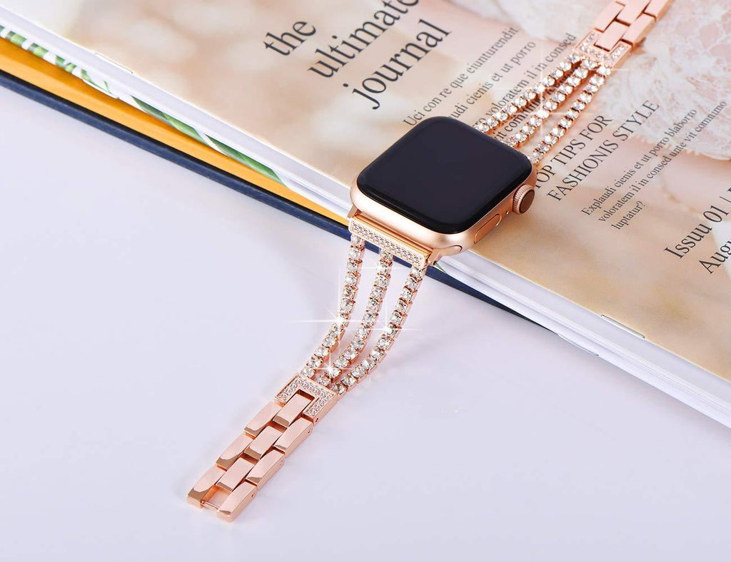 Apple New Women Diamond Watch Band for Apple Watch 38mm 42mm 40mm 44mm iWatch Series 4 3 2 Stainless Steel strap Sport Bracelet