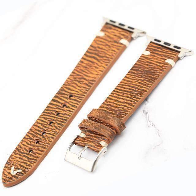 Apple Orange / 38mm/40mm Apple Watch band tooled leather, vintage Retro Waterproof strap Series 1 2 3 4  44mm, 40mm, 42mm, 38mm