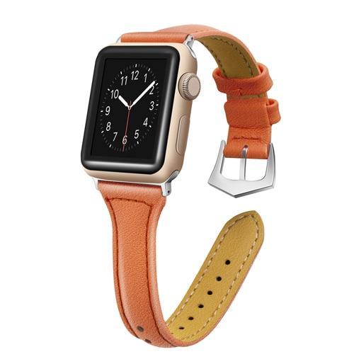 Apple Orange / 38mm / 40mm Apple Watch Series 5 4 3 2 Band, Cow Leather Pulseira Strap iWatch Correa bracelet Belt Watchband 38mm, 40mm, 42mm, 44mm US Fast Shipping