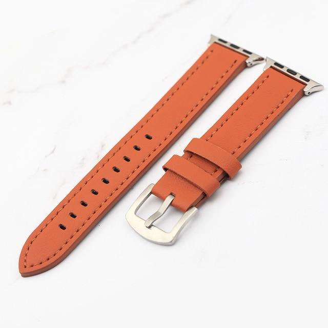Apple Orange / 38mm Plus Strap Cowhide Faux leather Retro Design Watch Strap 38 42mm Replacement For Apple Watch 135*80mm Lengthen Watchband