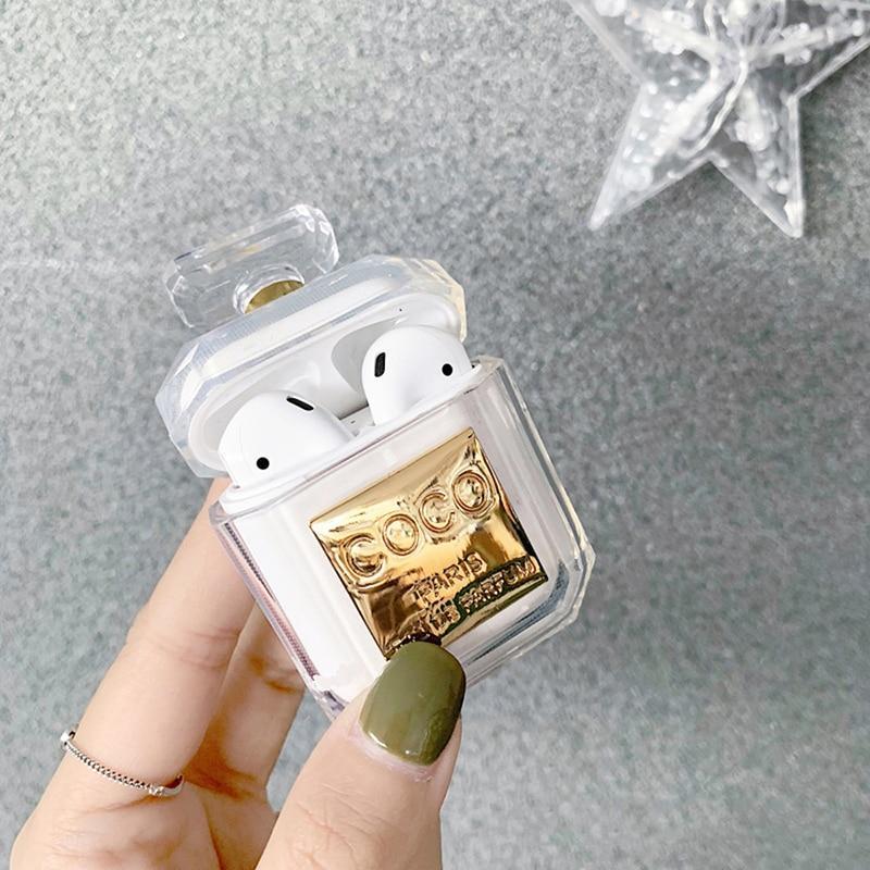 Perfume bottle Silicone Case For Airpods Earphone Protective Case Luxury  Shockproof and Drop Clear Soft TPU Case For Apple