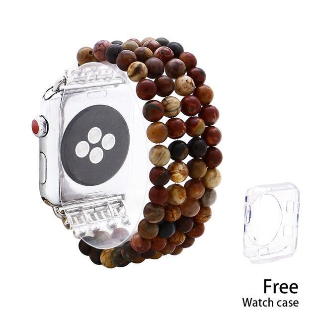 Apple picasso jasper / 38mm Tiger Eye Beads Watch Strap Natural Stone Apple Watchband For iWatch Women  38mm/42mmWatch Band 4 Rows Bracelet