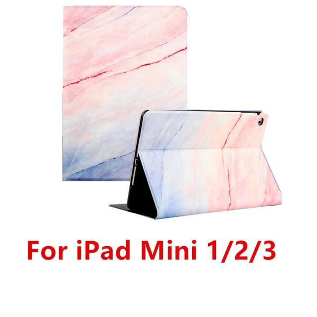 Apple Pink 123 For iPad 9.7 2017 2018 Case A1893 Silicone Soft Back Marble PU Leather Smart Cover for iPad Air 2 1 Pro 10.5 Mini 1 2 3 4 Funda