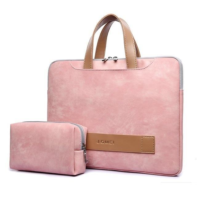 Apple Pink / 14-inch Waterproof  PU Leather Laptop bag case casual Laptop bag for women 13 13.3 14 15 15.6 inch for Macbook pro case for men 2018