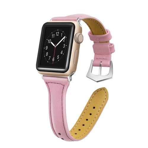 Apple Pink / 38mm / 40mm Apple Watch Series 5 4 3 2 Band, Cow Leather Pulseira Strap iWatch Correa bracelet Belt Watchband 38mm, 40mm, 42mm, 44mm US Fast Shipping